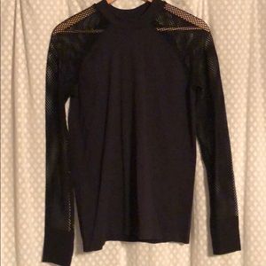 Fabletica navy top with mesh sleeves